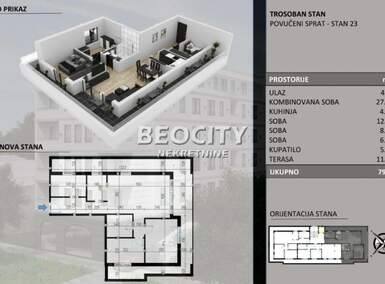 Cetvorosoban stan, Stara Pazova, Centar, prodaja, 80m2, 100000e, id1261168