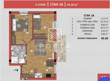 Trosoban stan, Beograd, Mirijevo, prodaja, 46m2, 92000e, id1117313