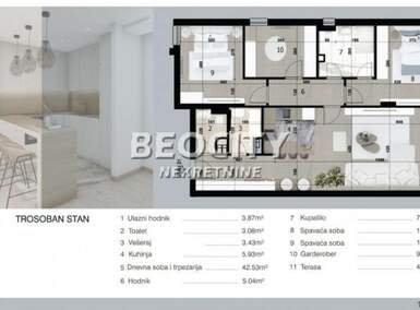 Trosoban stan, Beograd, Voždovac, prodaja, 116m2, 359600e, id1279579