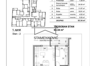 Trosoban stan, Temerin, centar, prodaja, 63m2, 90000e, id819617