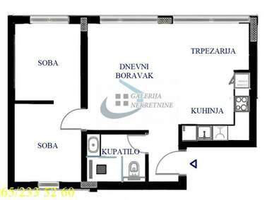 Dvoiposoban stan, Beograd, Zeleno Brdo, prodaja, 54m2, 160000e, id1325094