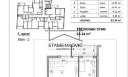 Trosoban stan, Temerin, centar, prodaja, 63m2, 90000e, id819617